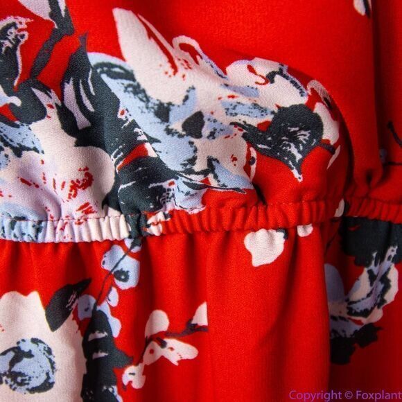 Modcloth Fits of Bliss Midi Floral Wrap red Dress, 3X - Picture 8 of 16